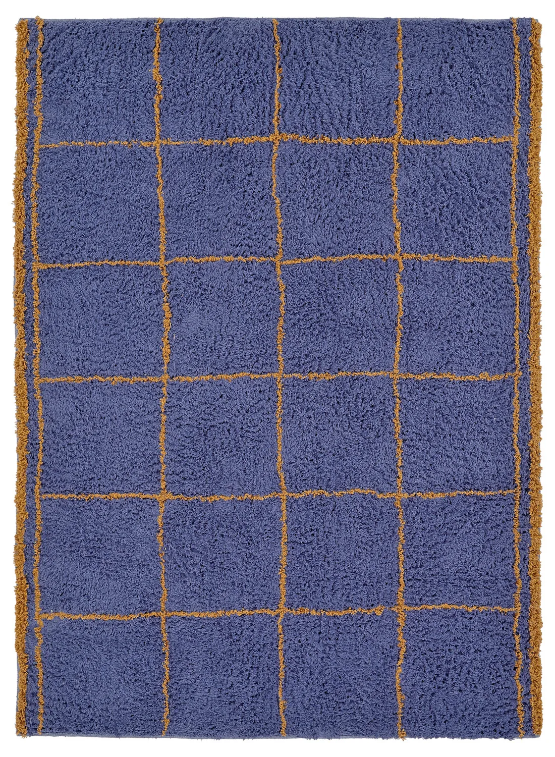 Tappeto A Pelo Lungo - Lana Natural Cotton Shaggy (blu/giallo)