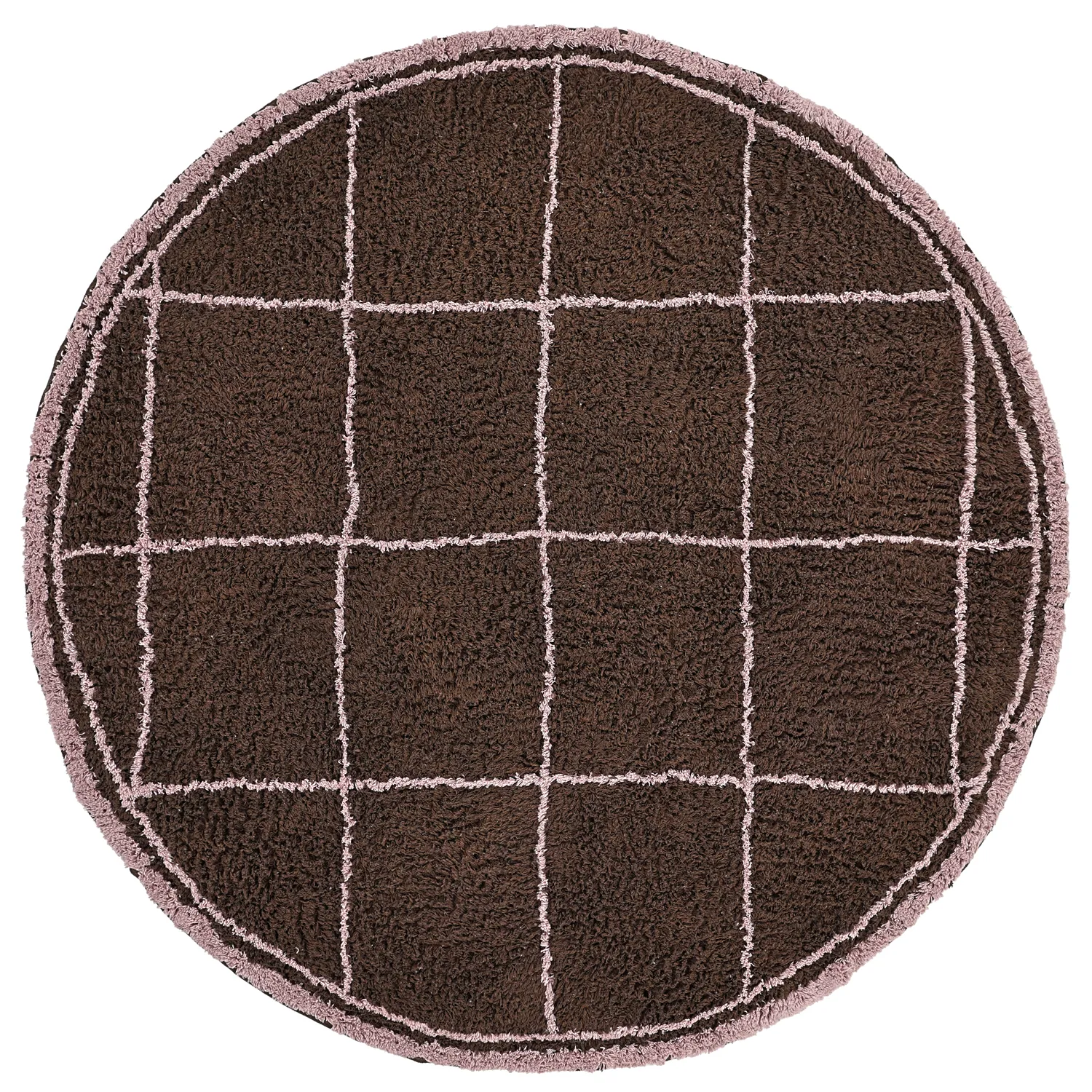 Tappeto rotondo - Lana Natural Cotton Shaggy (marrone)
