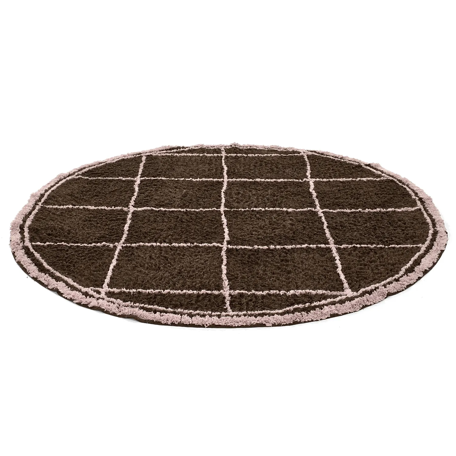 Tappeto rotondo - Lana Natural Cotton Shaggy (marrone)