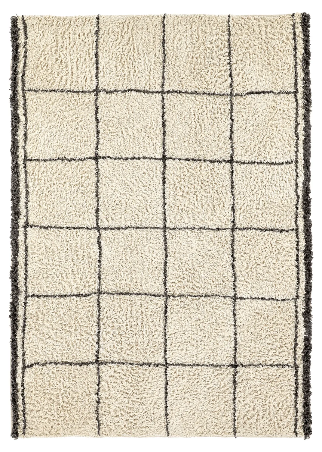 Tappeto A Pelo Lungo - Lana Natural Cotton Shaggy (crema/grigio scuro)