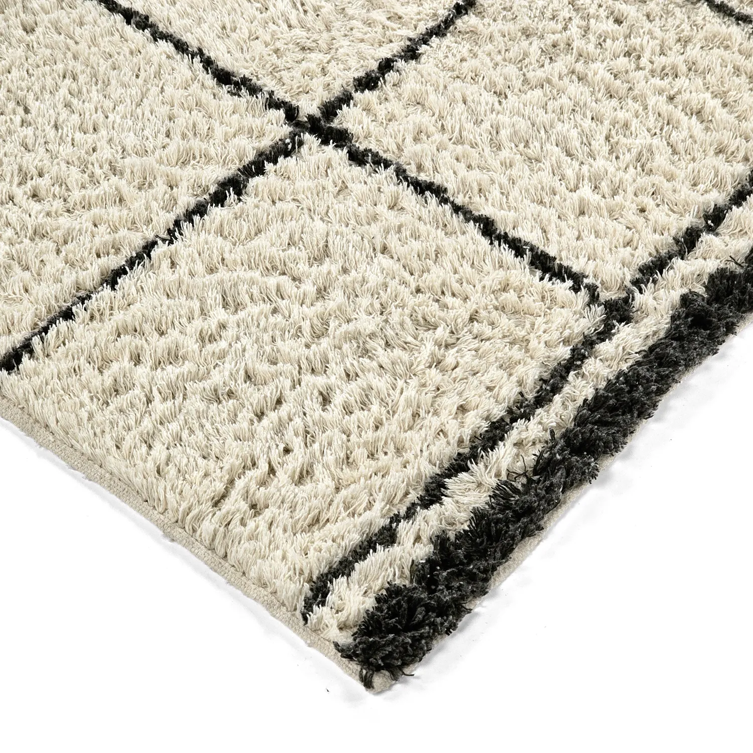 Tappeto A Pelo Lungo - Lana Natural Cotton Shaggy (crema/grigio scuro)