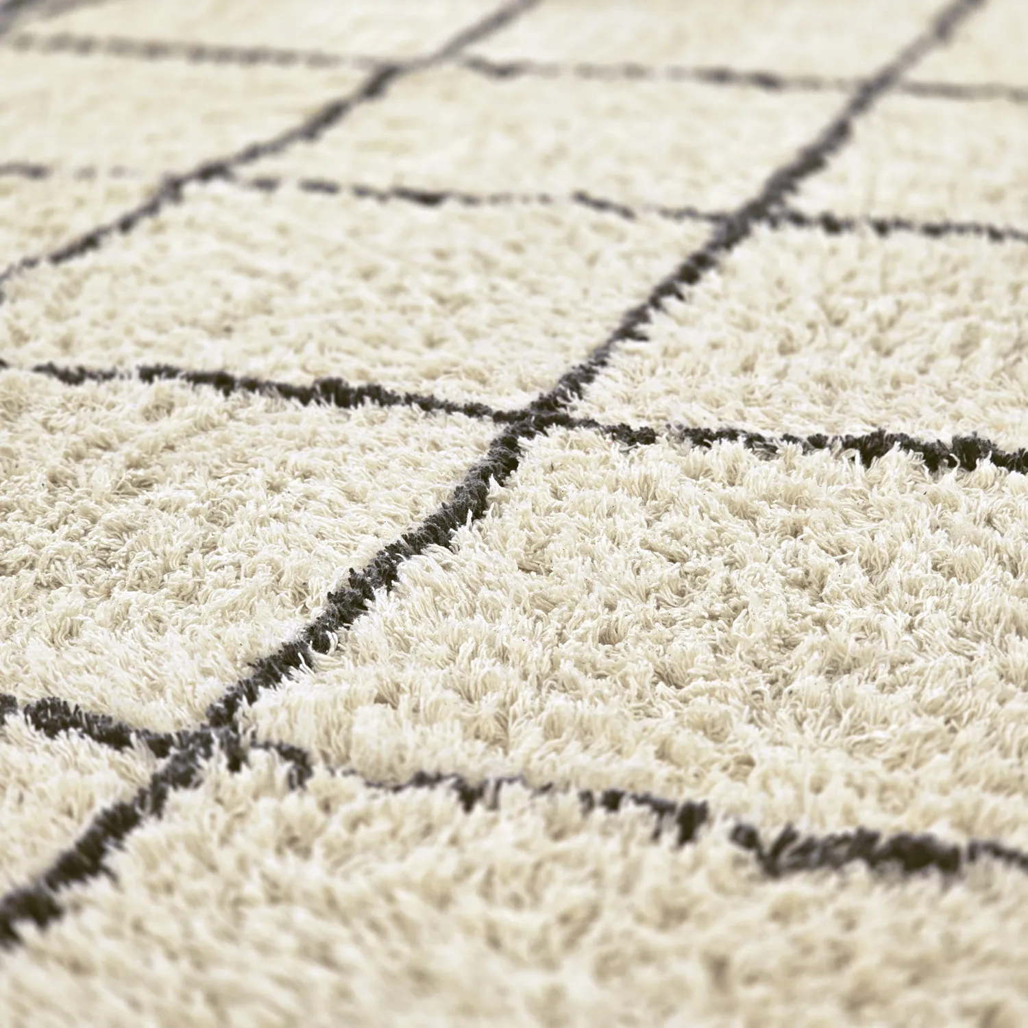Tappeto A Pelo Lungo - Lana Natural Cotton Shaggy (crema/grigio scuro)