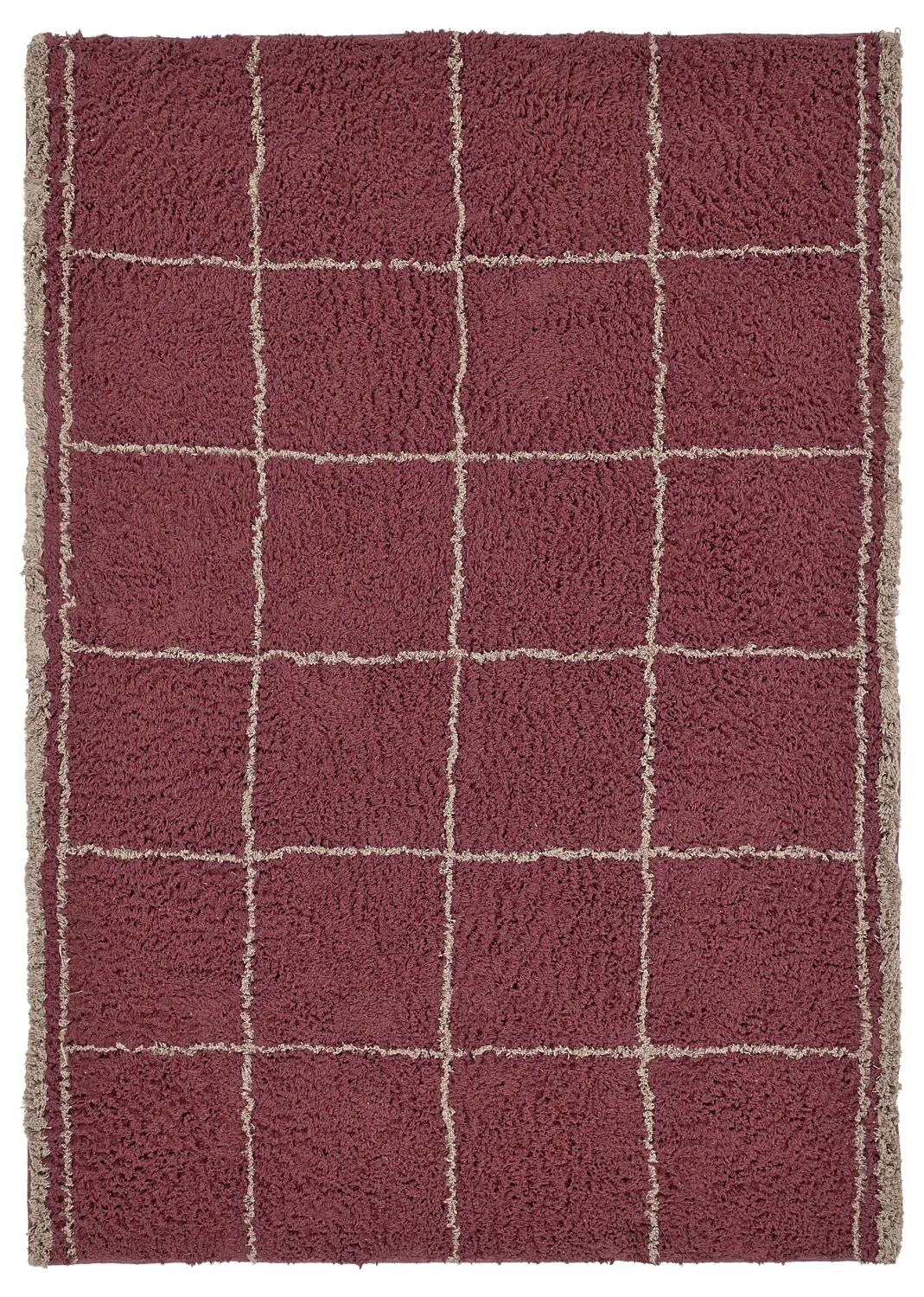 Tappeto A Pelo Lungo - Lana Natural Cotton Shaggy (tortora/rosso)