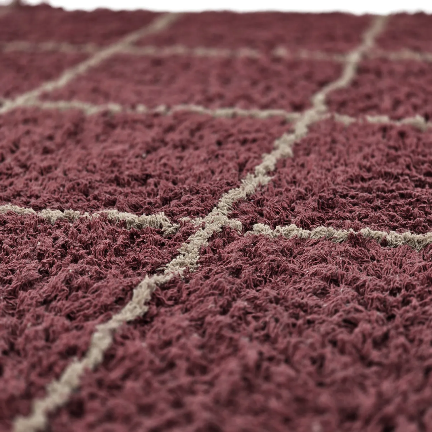 Tappeto A Pelo Lungo - Lana Natural Cotton Shaggy (tortora/rosso)