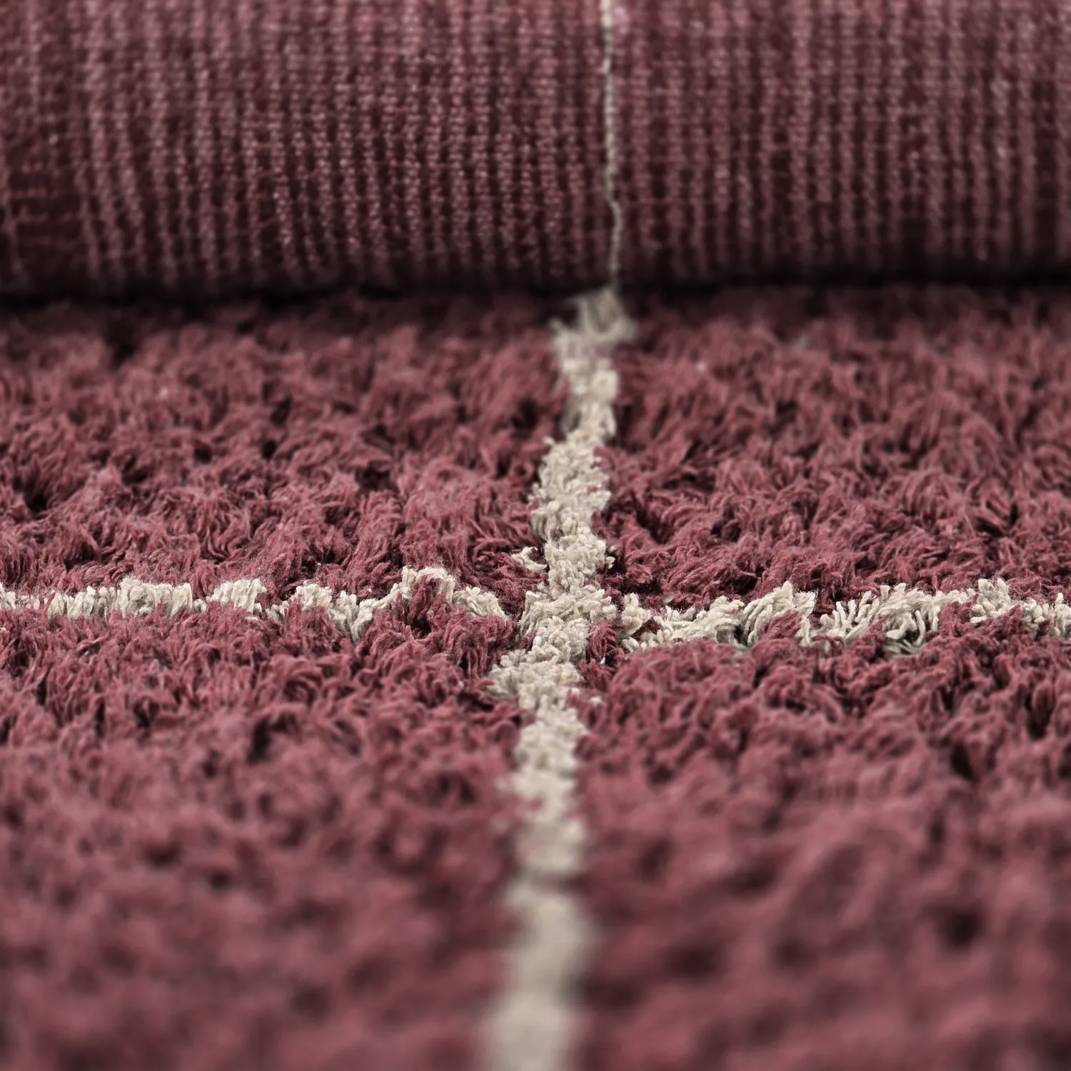 Tappeto A Pelo Lungo - Lana Natural Cotton Shaggy (tortora/rosso)