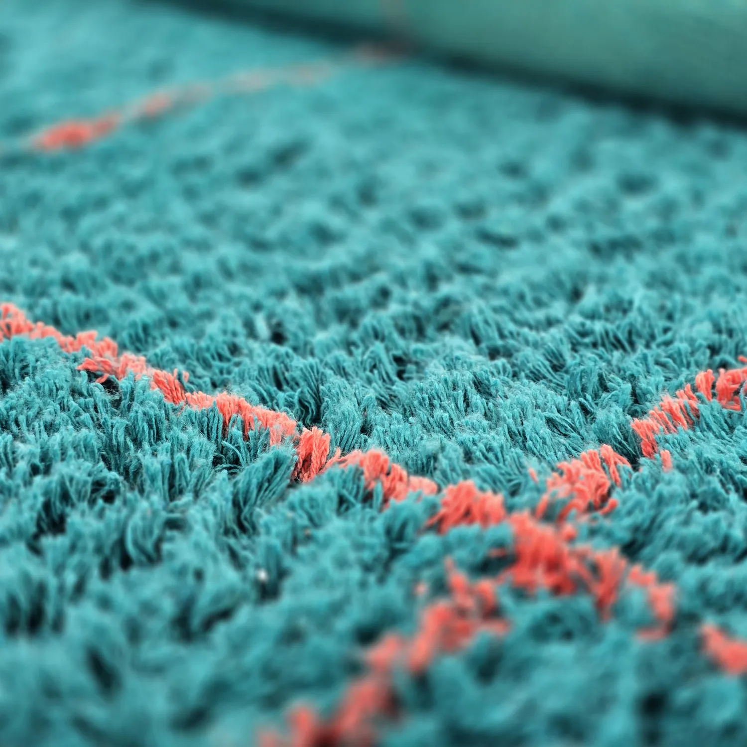 Tappeto rotondo - Lana Natural Cotton Shaggy (turchese/rosa)