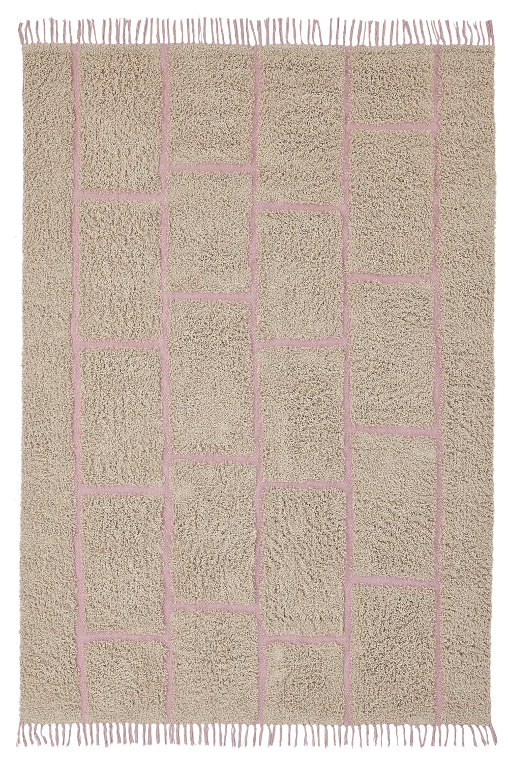 Tappeto A Pelo Lungo - Lindley Natural Cotton Shaggy (beige/rosa)