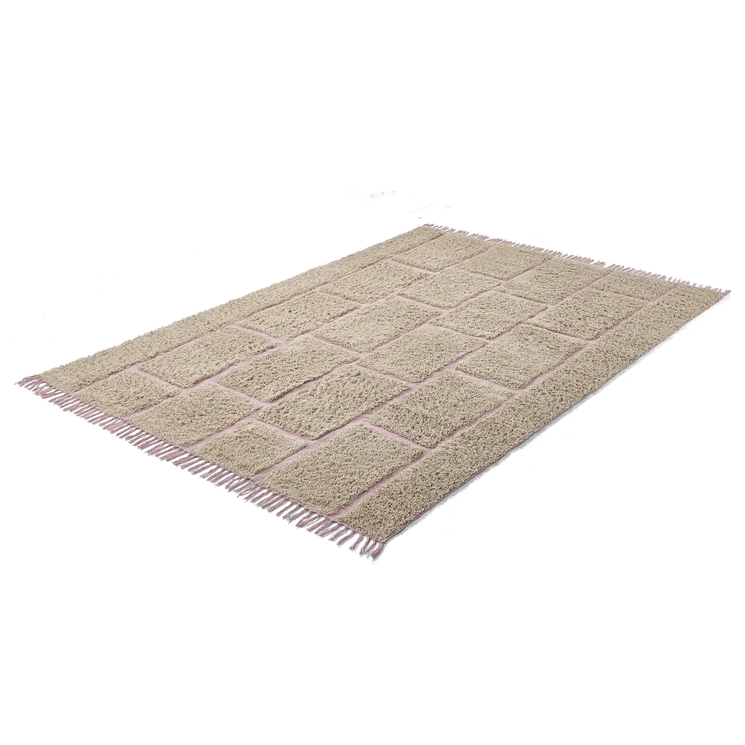 Tappeto A Pelo Lungo - Lindley Natural Cotton Shaggy (beige/rosa)