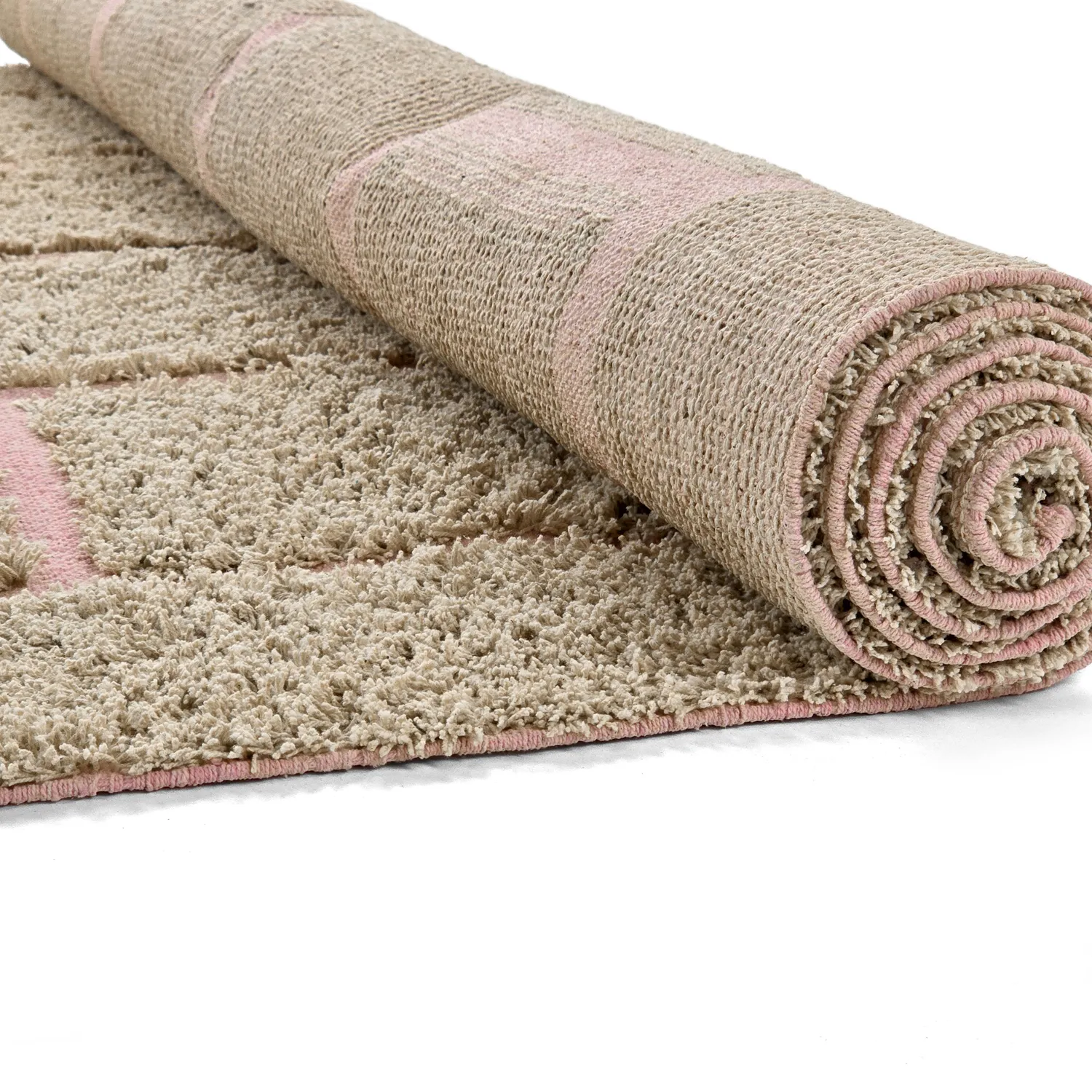 Tappeto A Pelo Lungo - Lindley Natural Cotton Shaggy (beige/rosa)