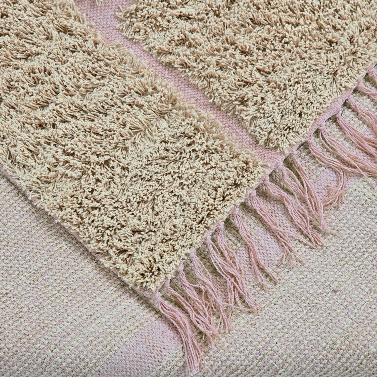 Tappeto A Pelo Lungo - Lindley Natural Cotton Shaggy (beige/rosa)