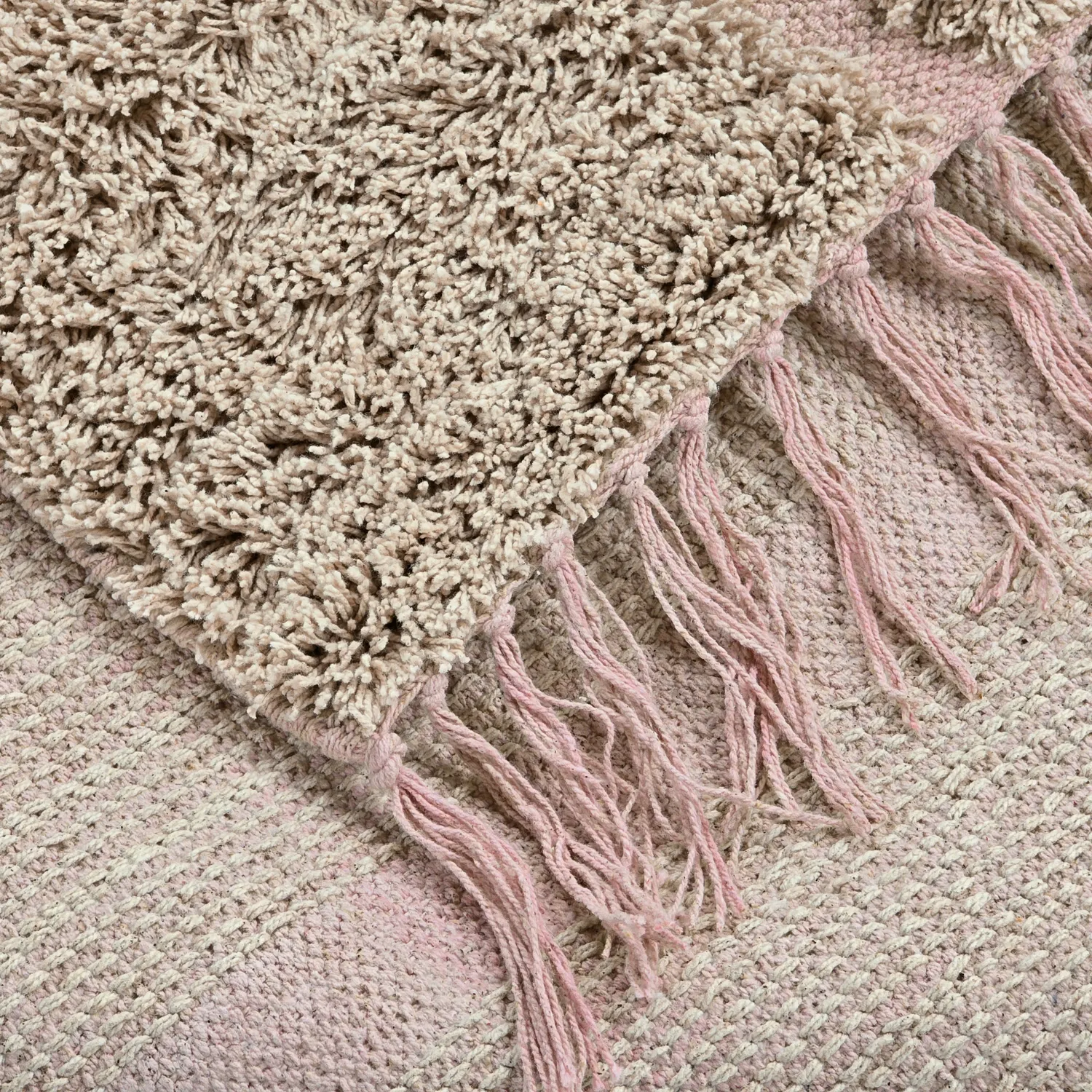 Tappeto A Pelo Lungo - Lindley Natural Cotton Shaggy (beige/rosa)
