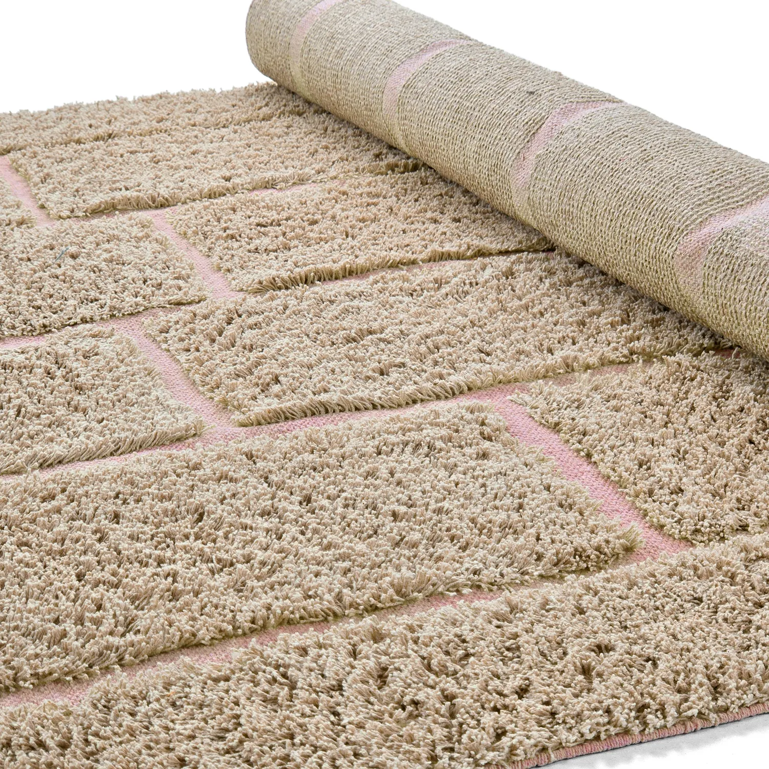 Tappeto A Pelo Lungo - Lindley Natural Cotton Shaggy (beige/rosa)