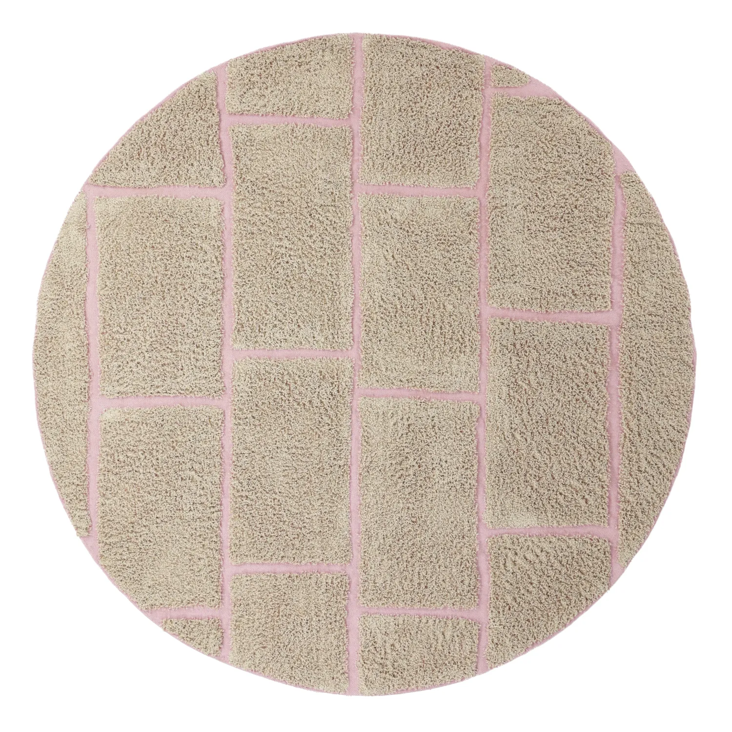 Tappeti rotondi - Lindley Natural Cotton Shaggy (beige/rosa)