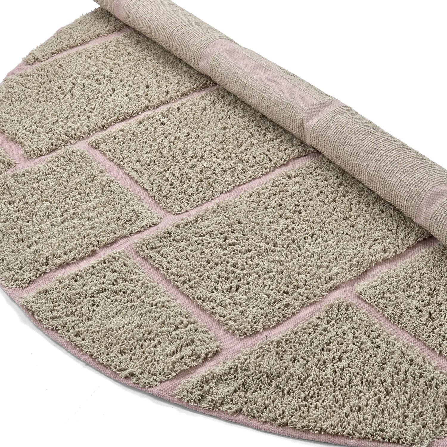 Tappeti rotondi - Lindley Natural Cotton Shaggy (beige/rosa)