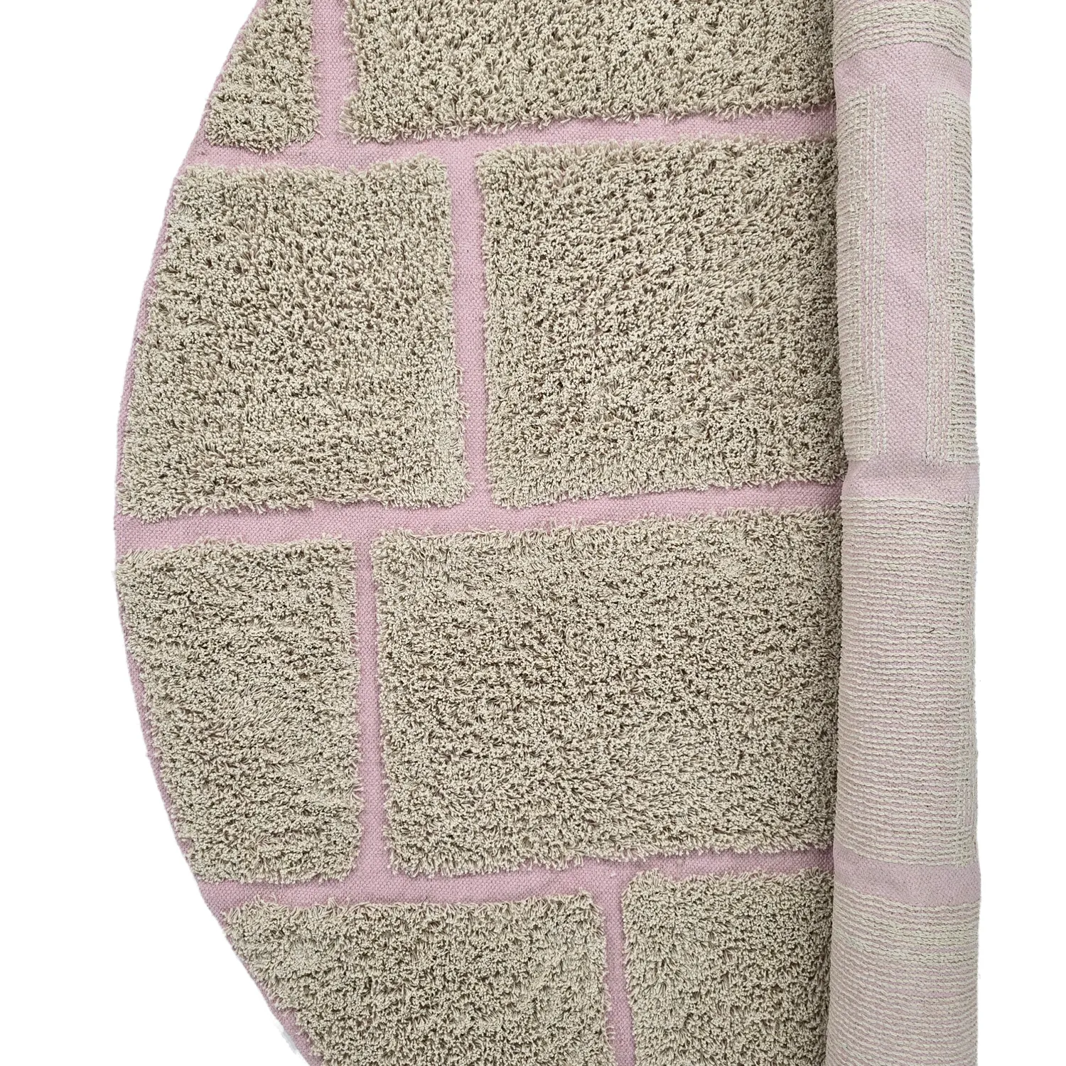 Tappeti rotondi - Lindley Natural Cotton Shaggy (beige/rosa)