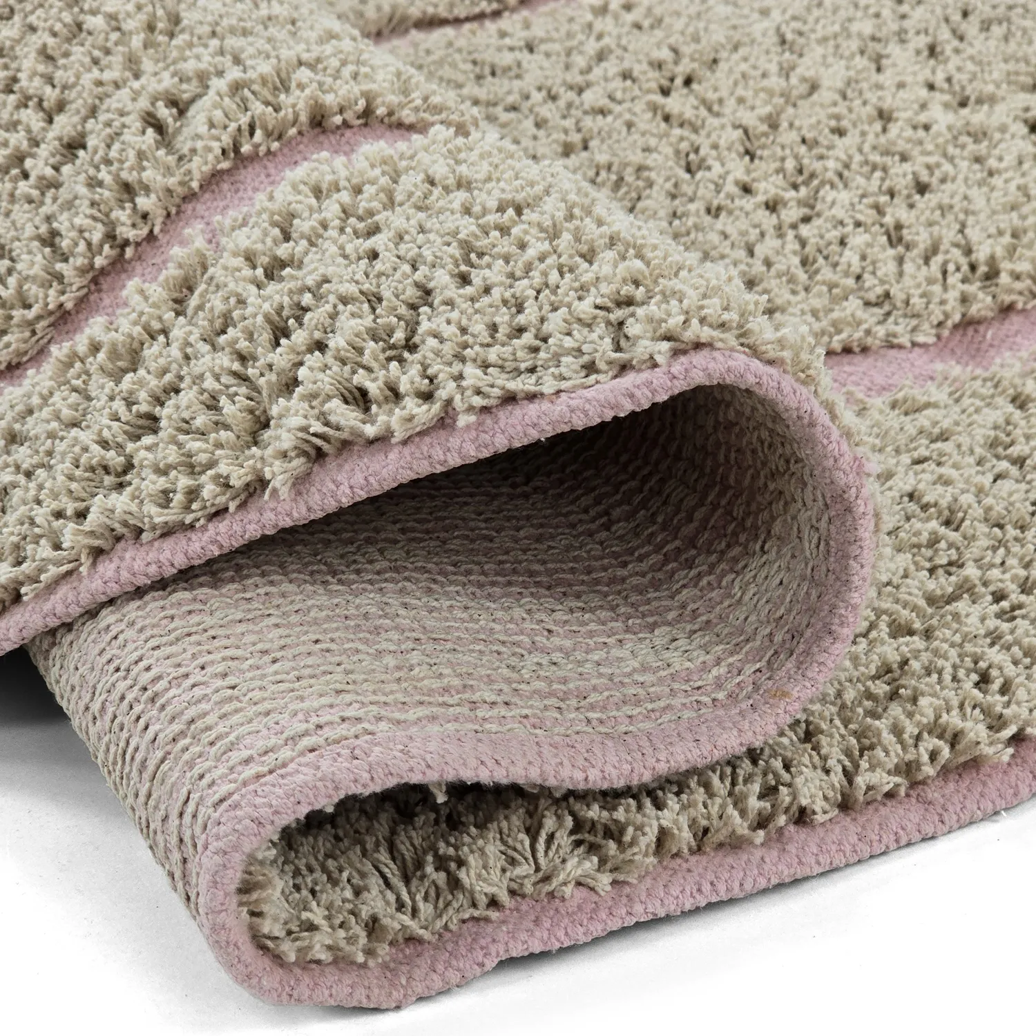 Tappeti rotondi - Lindley Natural Cotton Shaggy (beige/rosa)