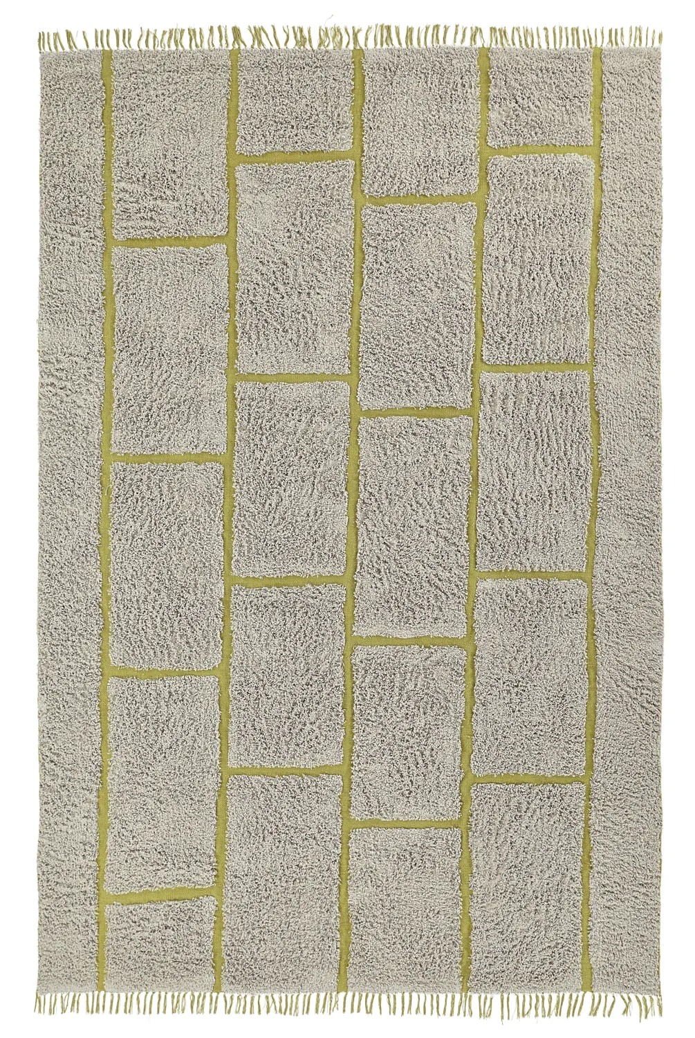 Tappeto A Pelo Lungo - Lindley Natural Cotton Shaggy (grigio/verde)