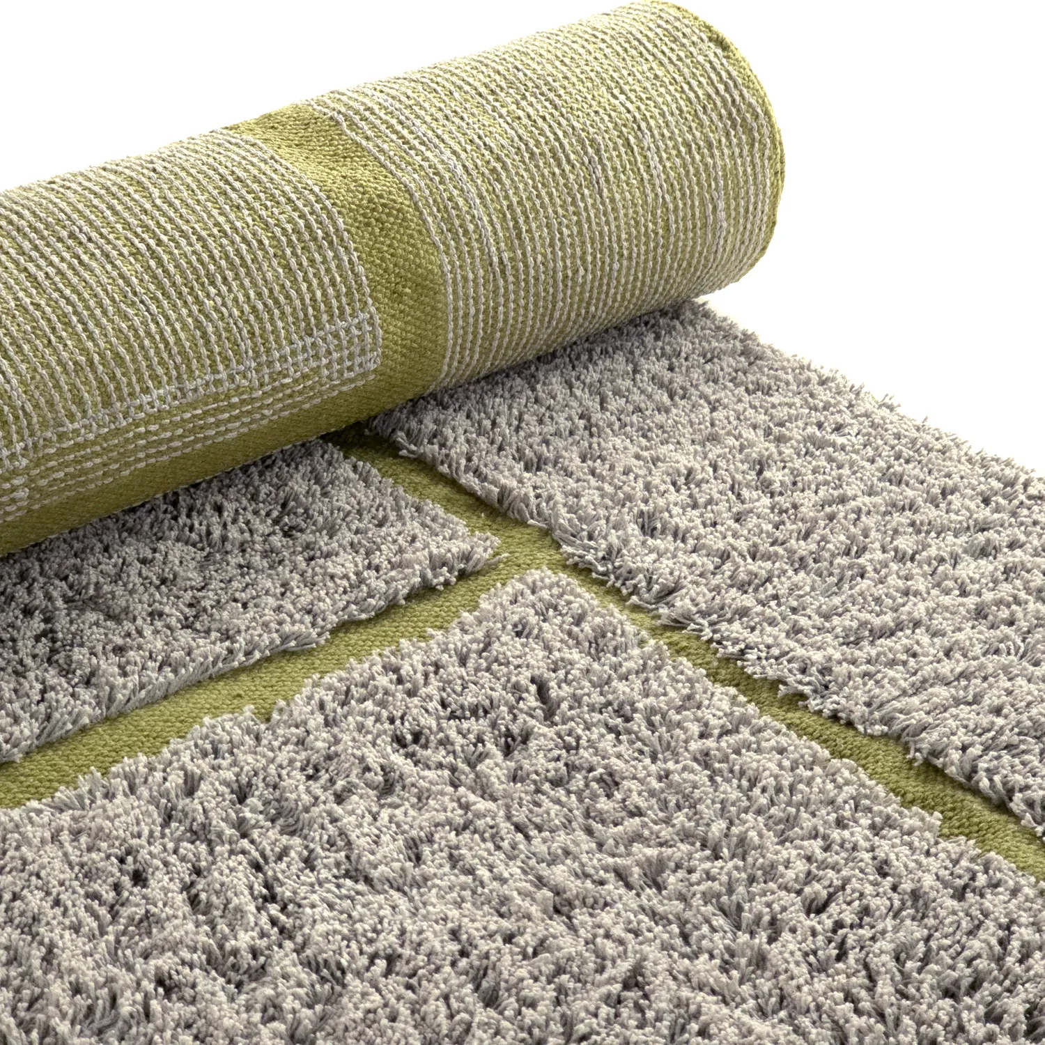 Tappeto A Pelo Lungo - Lindley Natural Cotton Shaggy (grigio/verde)
