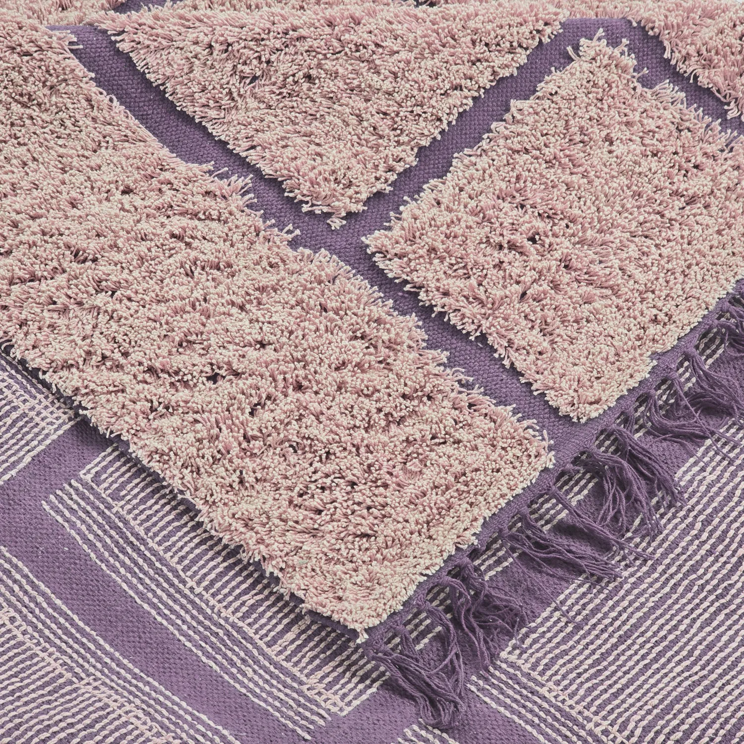 Tappeto A Pelo Lungo - Lindley Natural Cotton Shaggy (rosa/viola)