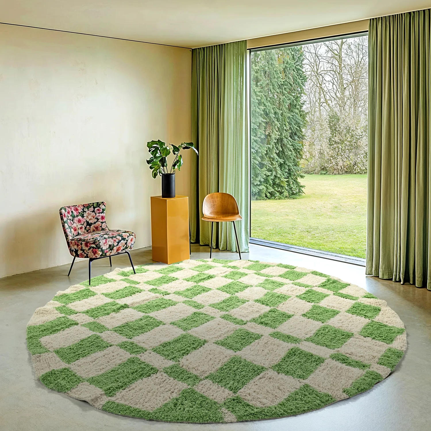 Tappeto rotondo - Maranello Natural Cotton Shaggy (verde)