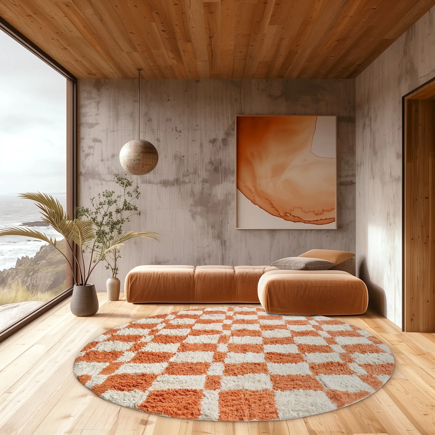 Tappeti rotondi - Maranello Natural Cotton Shaggy (arancia)