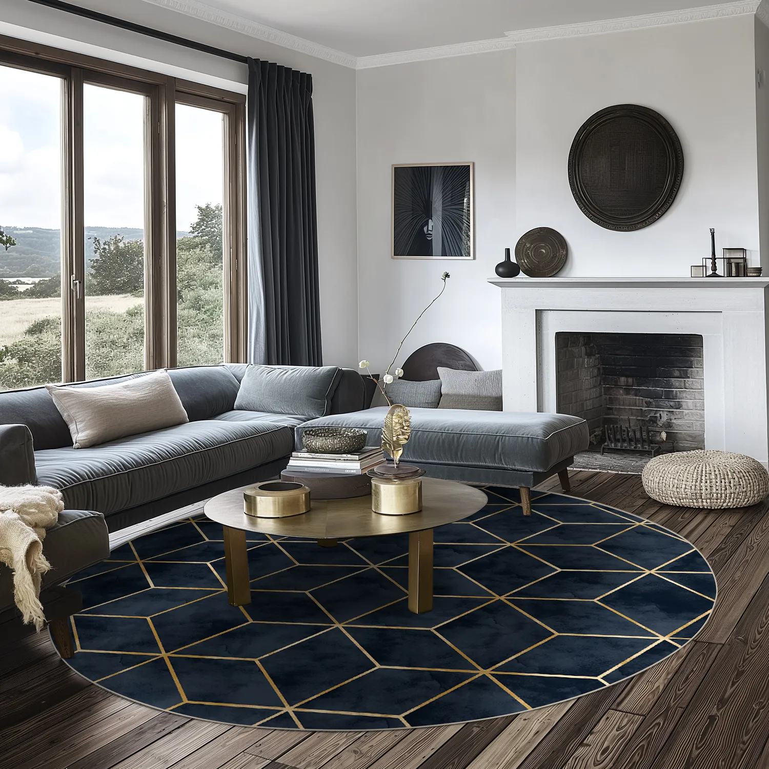 Tappeto rotondo - Remy (blu scuro)