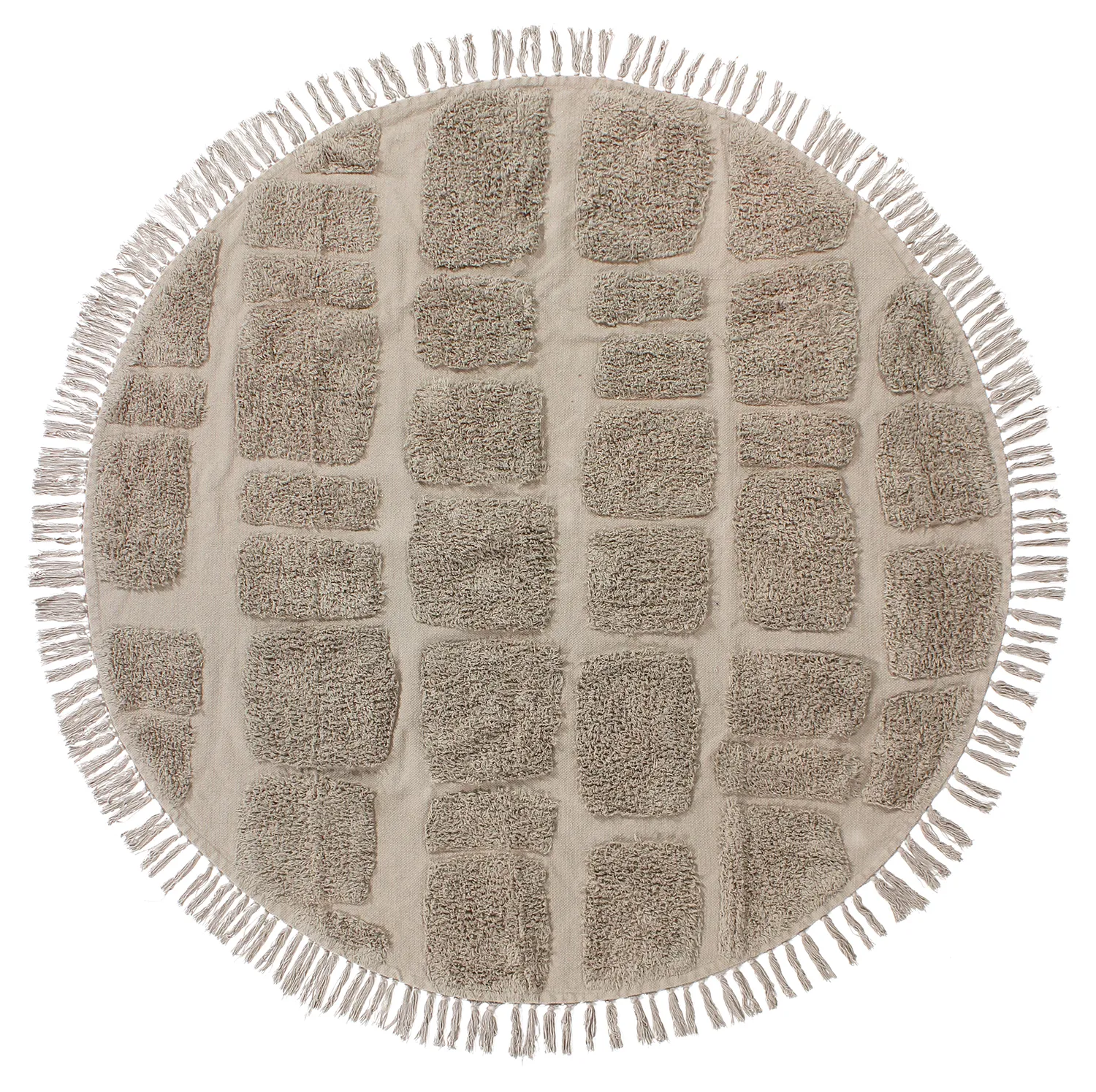 Tappeti rotondi - Salem Natural Cotton Shaggy (tortora)