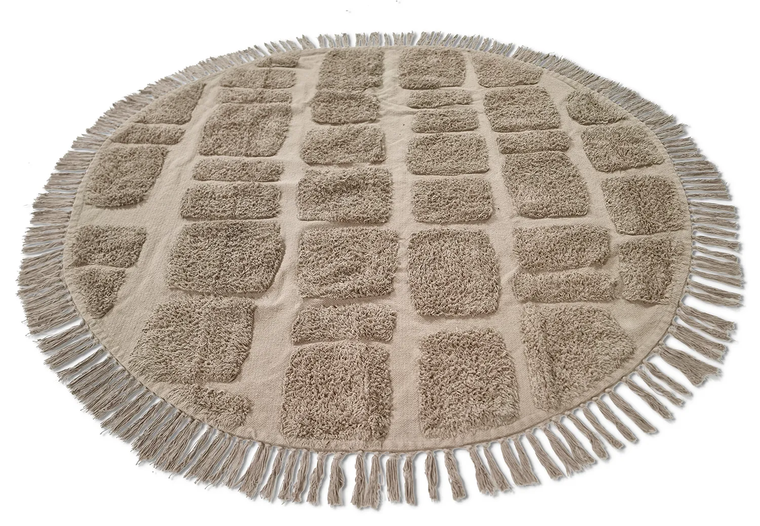 Tappeti rotondi - Salem Natural Cotton Shaggy (tortora)