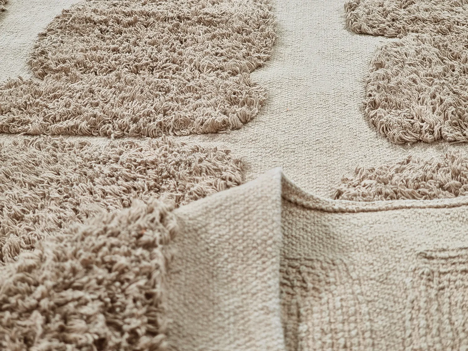 Tappeti rotondi - Salem Natural Cotton Shaggy (tortora)