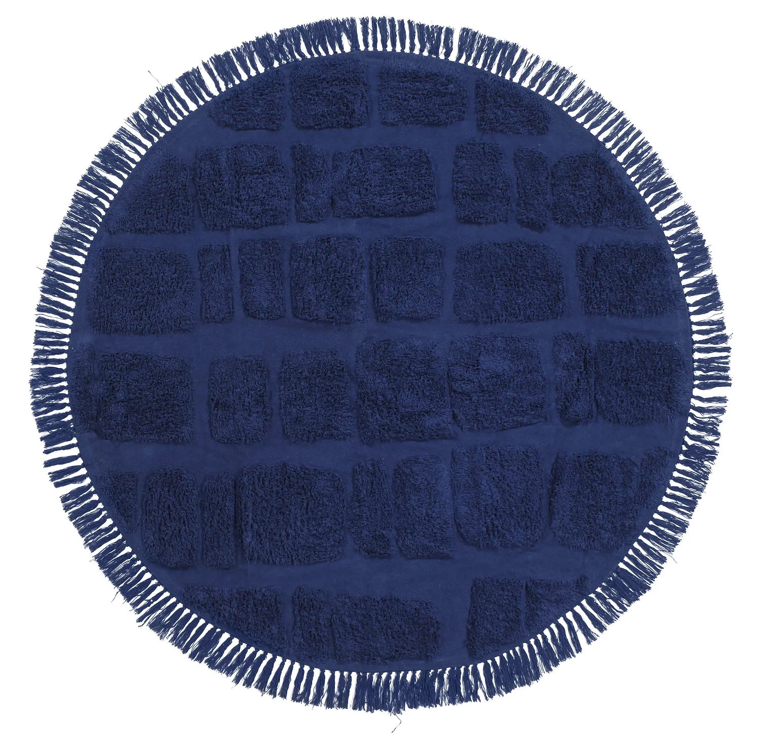 Tappeti rotondi - Salem Natural Cotton Shaggy (blu scuro)