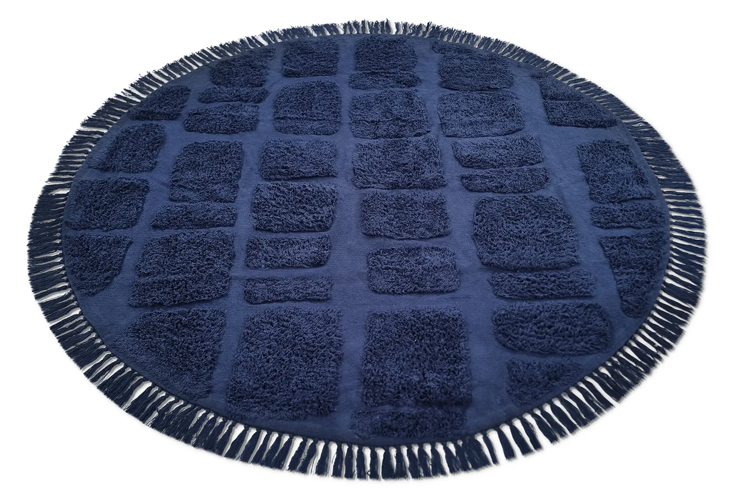 Tappeti rotondi - Salem Natural Cotton Shaggy (blu scuro)