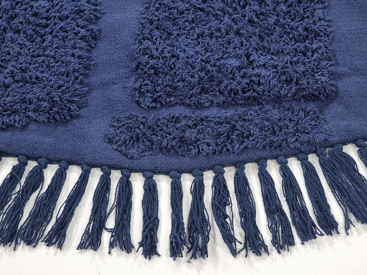 Tappeti rotondi - Salem Natural Cotton Shaggy (blu scuro)