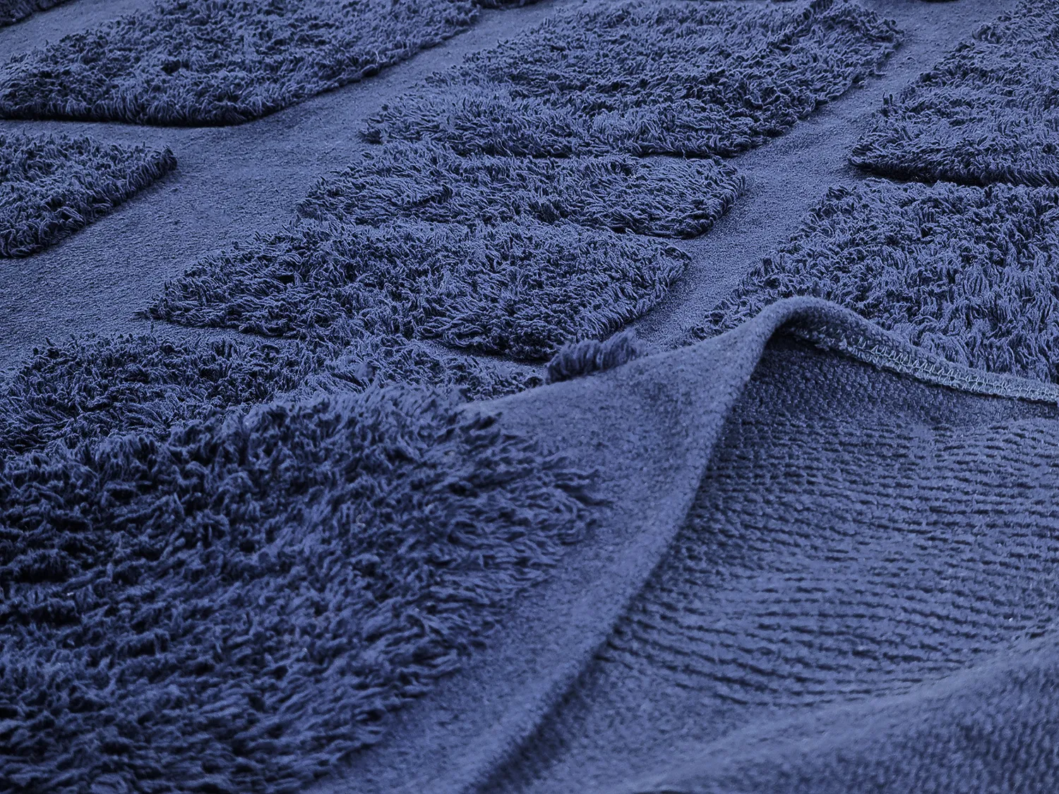 Tappeti rotondi - Salem Natural Cotton Shaggy (blu scuro)
