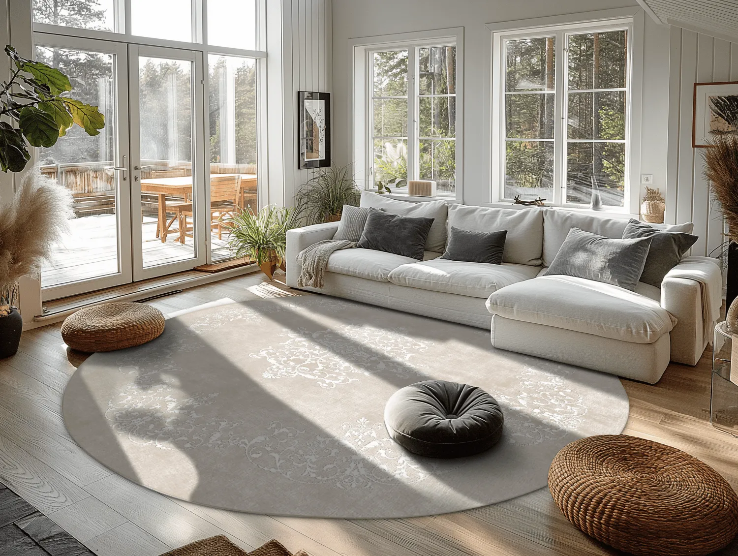 Tappeto rotondo - Santi (beige/bianco)