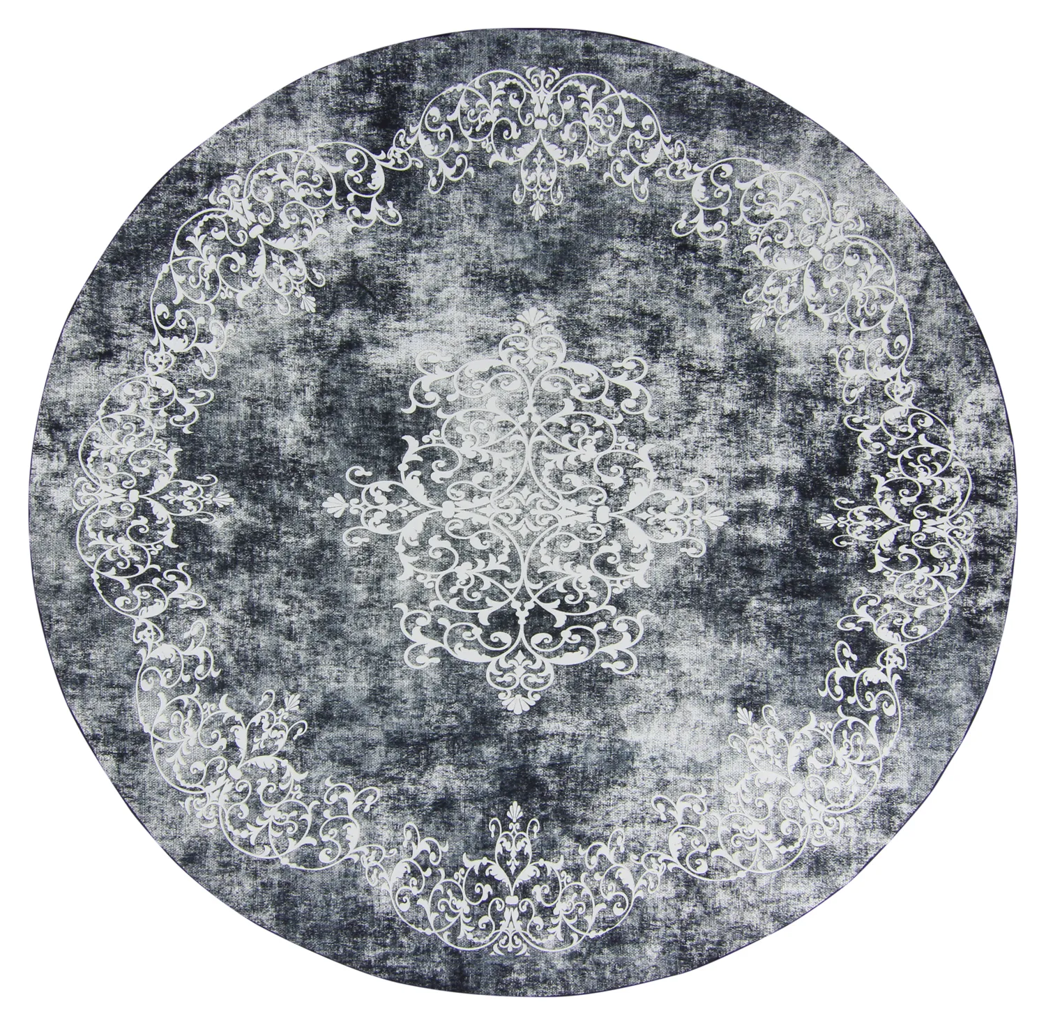 Tappeto rotondo - Santi (grigio bluastro/bianco)