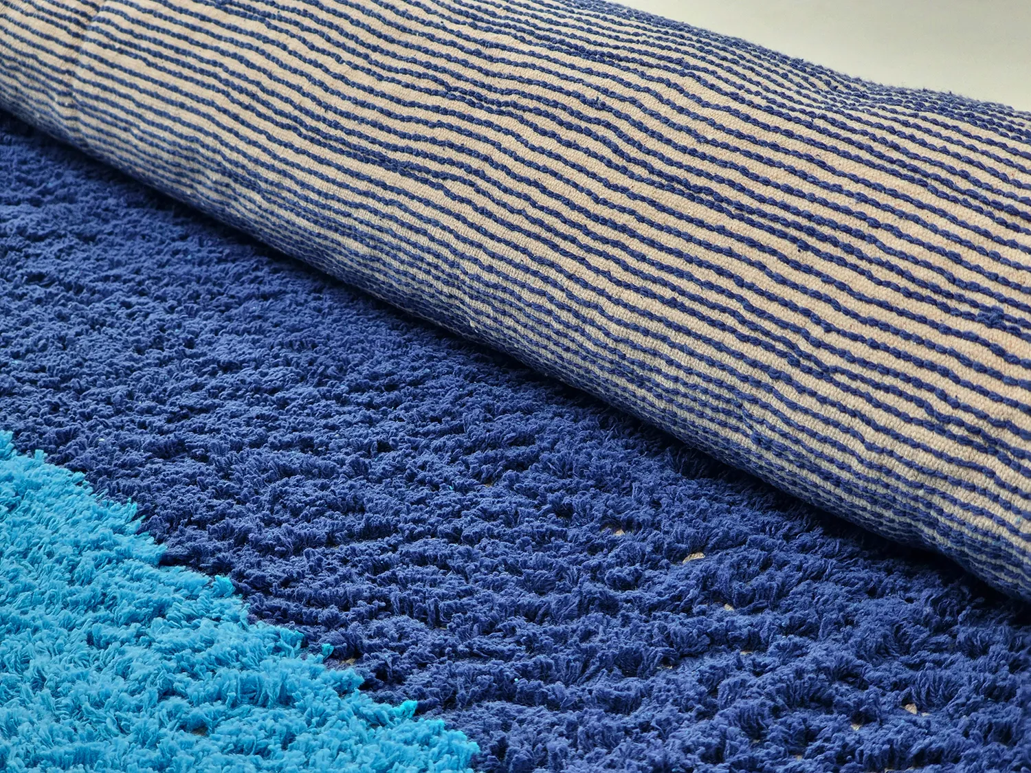 Tappeto A Pelo Lungo - Taro Natural Cotton Shaggy (blu)