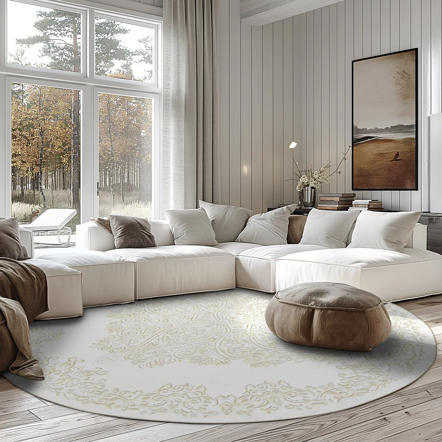Tappeto rotondo - Valenza (bianco/beige)