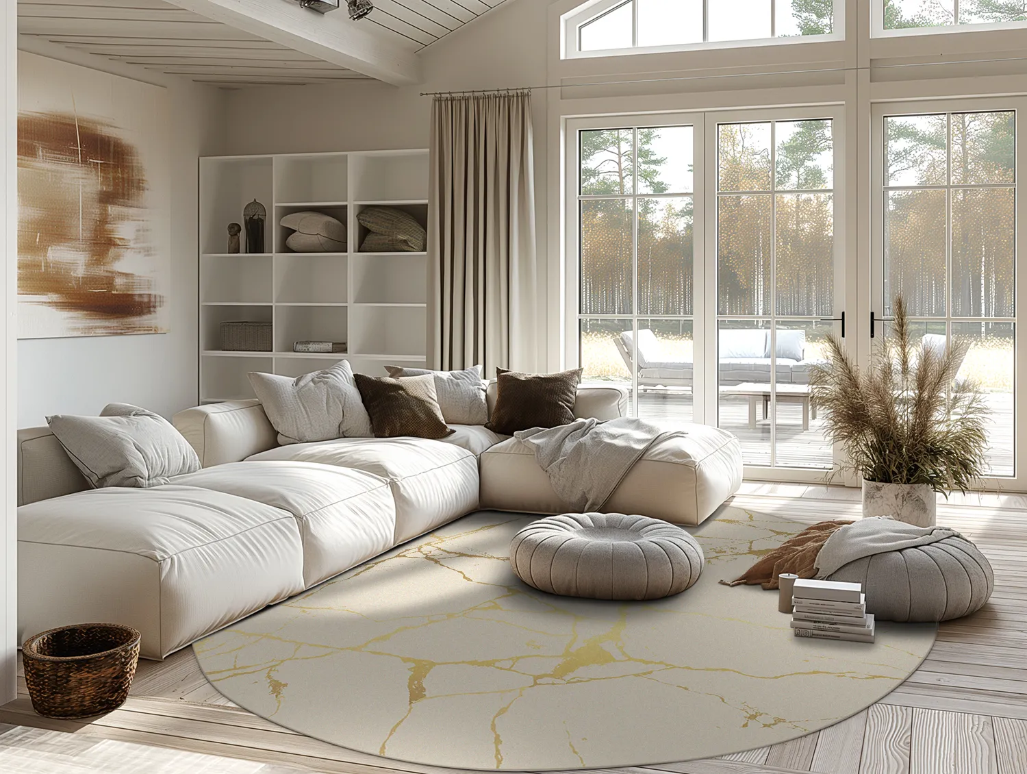 Tappeto rotondo - Vieste (beige/oro)