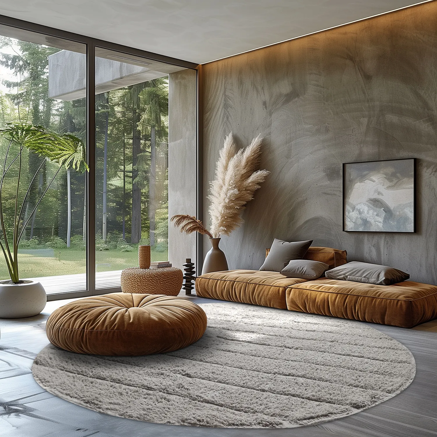Tappeti rotondi - Willow Natural Cotton Shaggy (greige)
