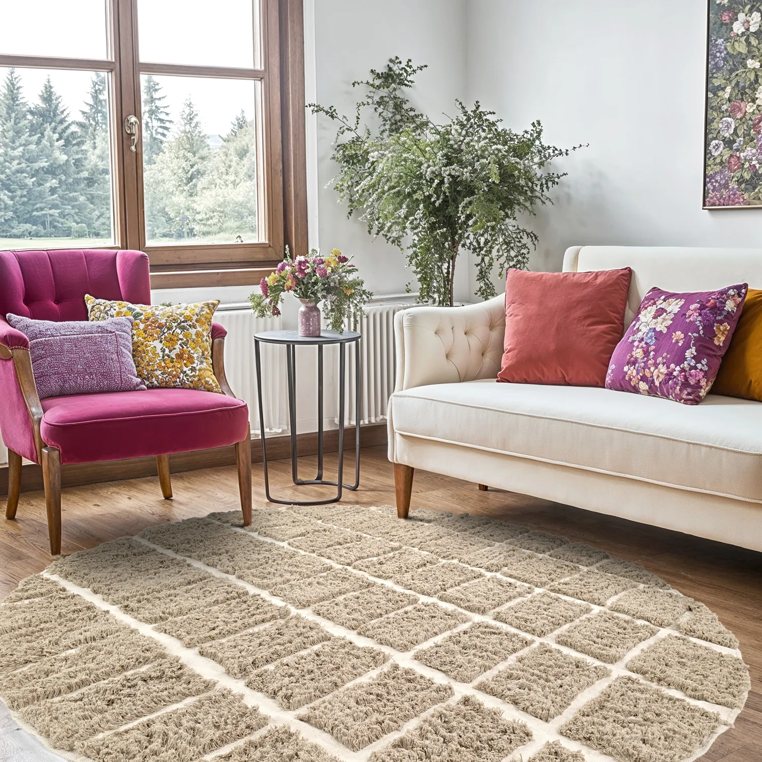 Tappeto rotondo - Zola Natural Cotton Shaggy (beige)