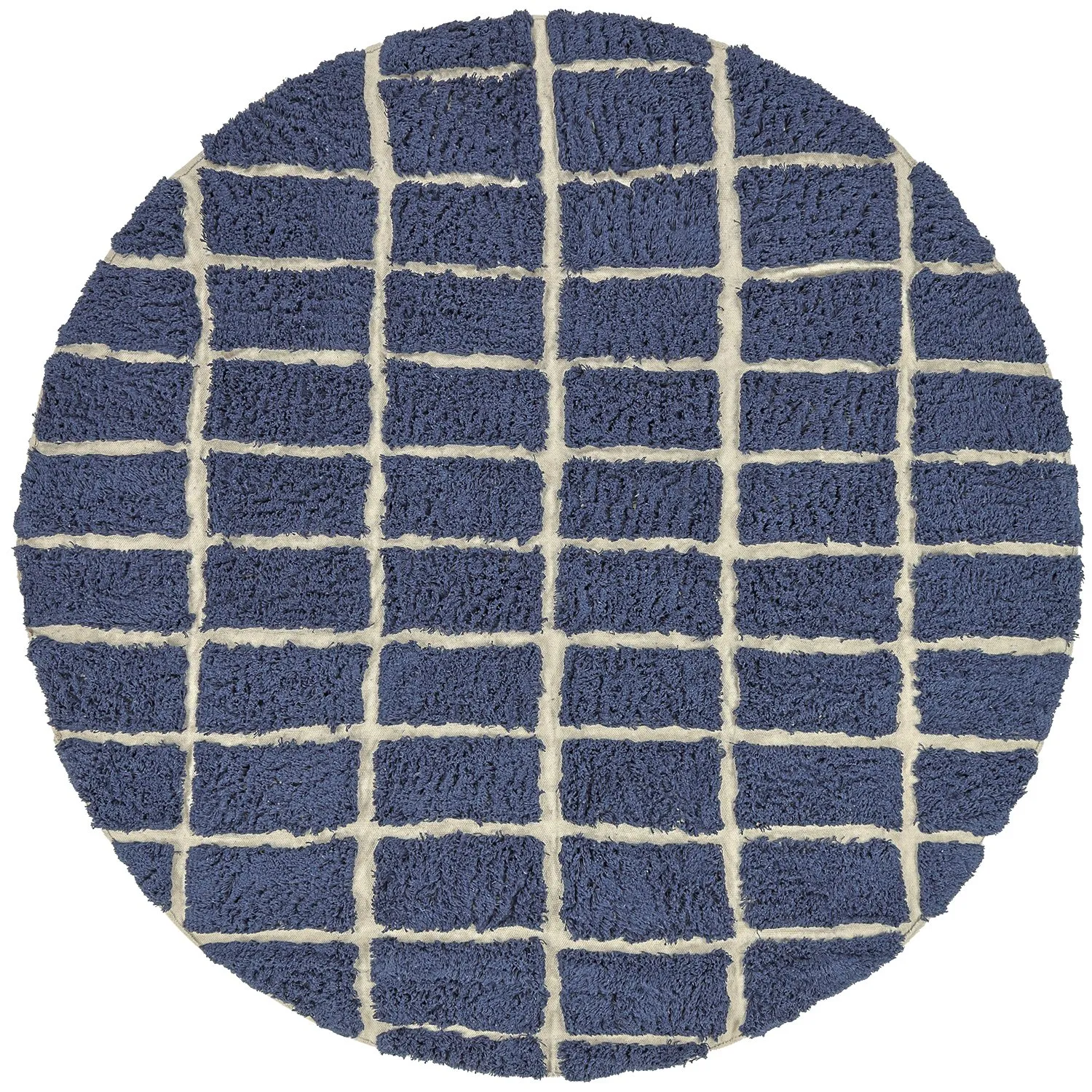 Tappeto rotondo - Zola Natural Cotton Shaggy (blu)