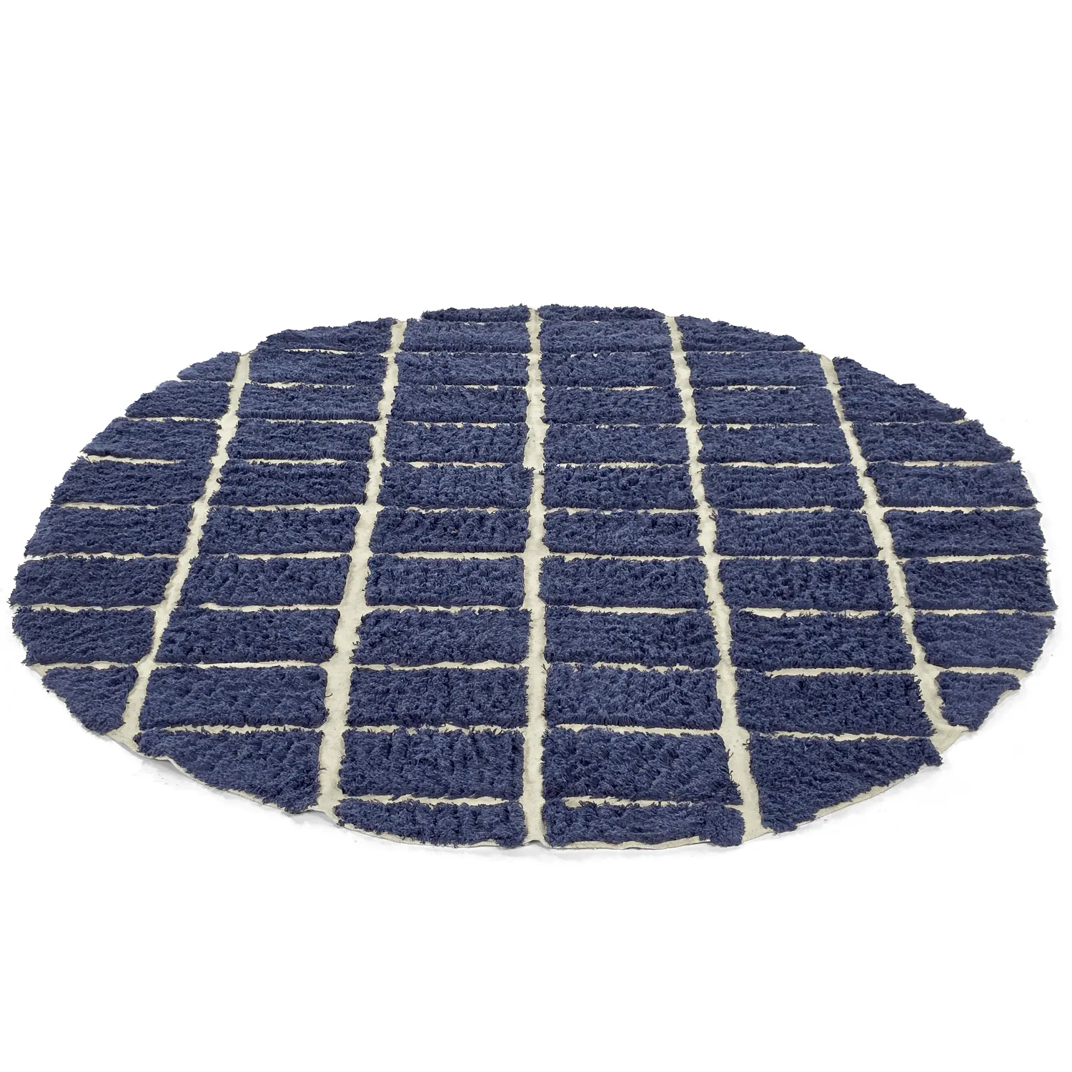 Tappeto rotondo - Zola Natural Cotton Shaggy (blu)