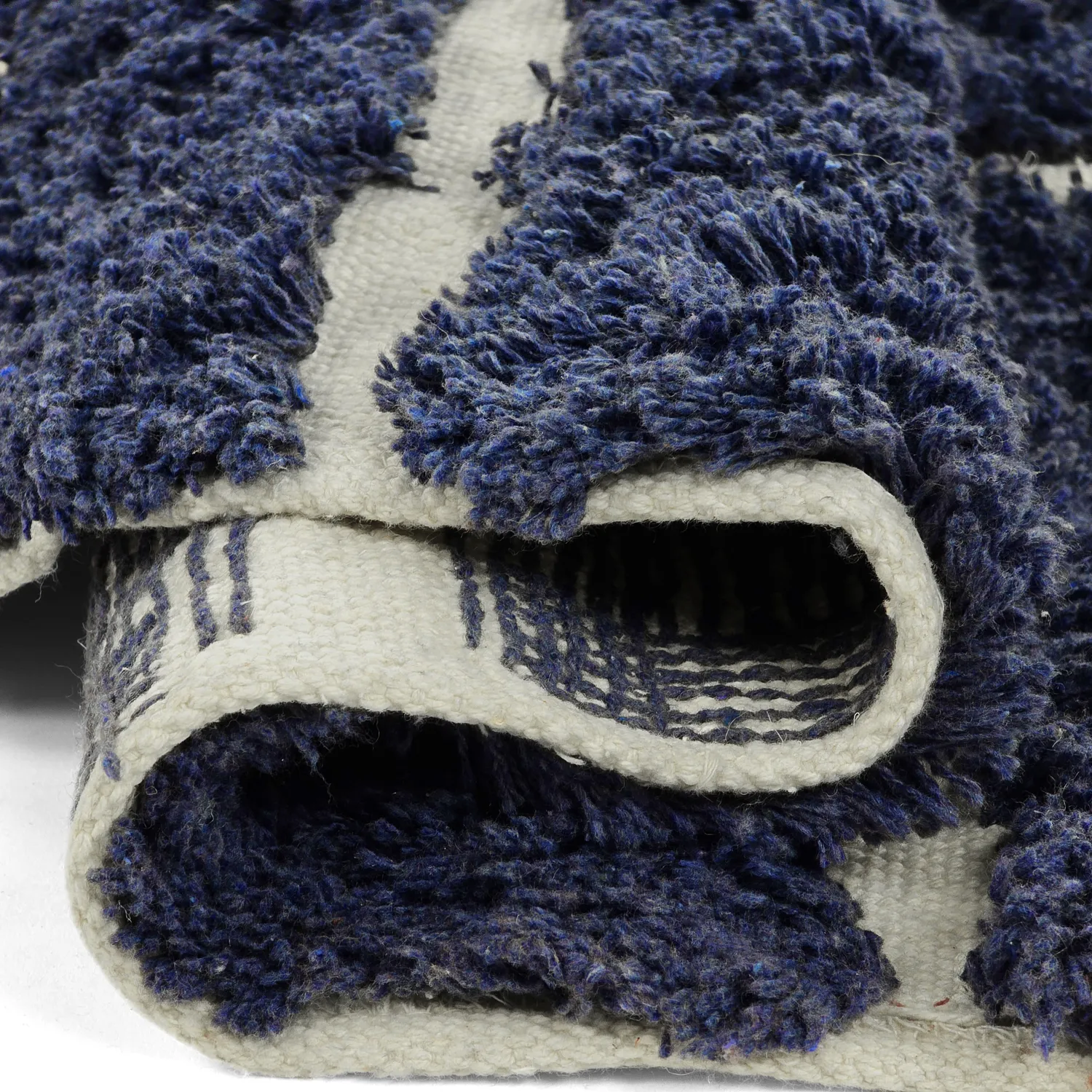 Tappeto rotondo - Zola Natural Cotton Shaggy (blu)