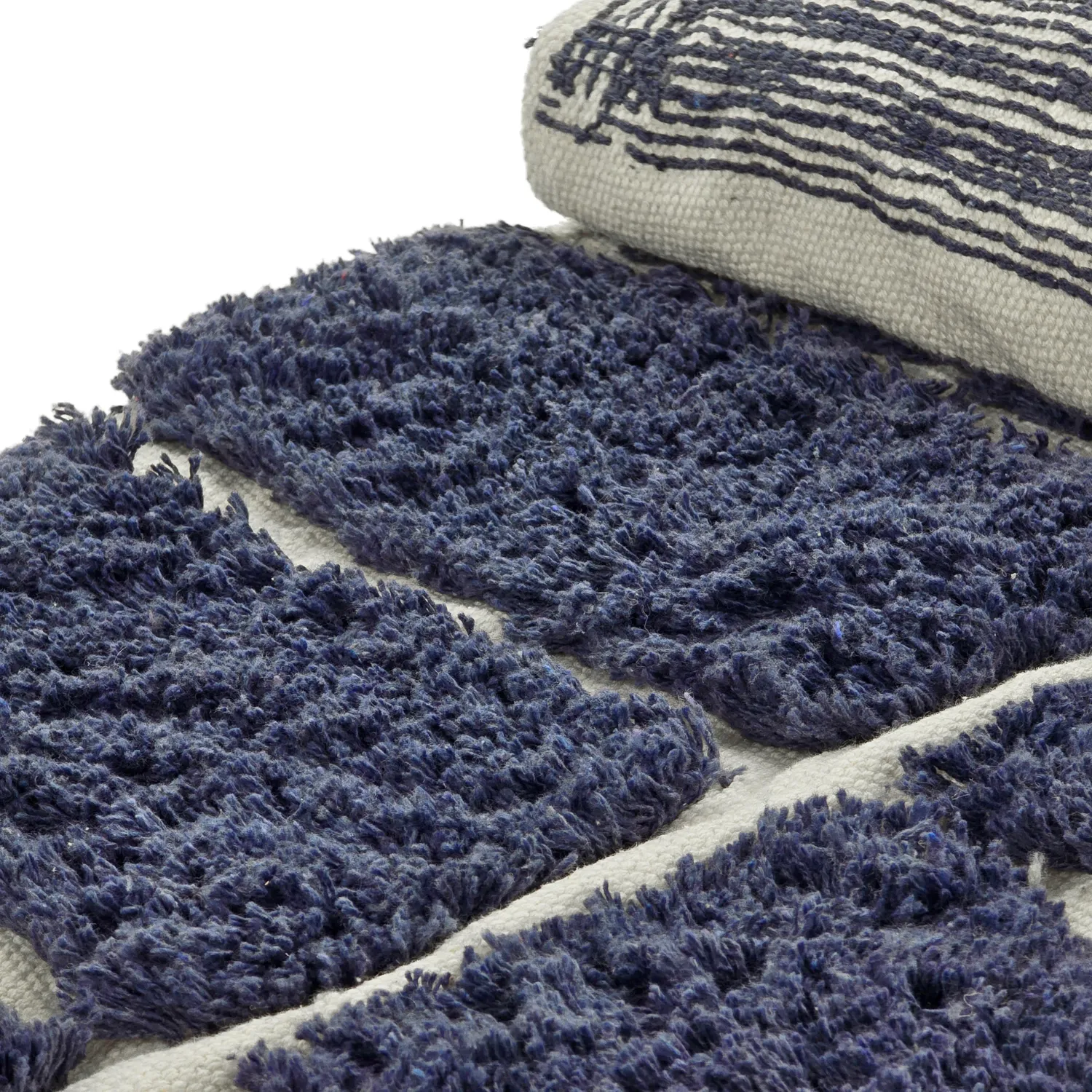 Tappeto rotondo - Zola Natural Cotton Shaggy (blu)