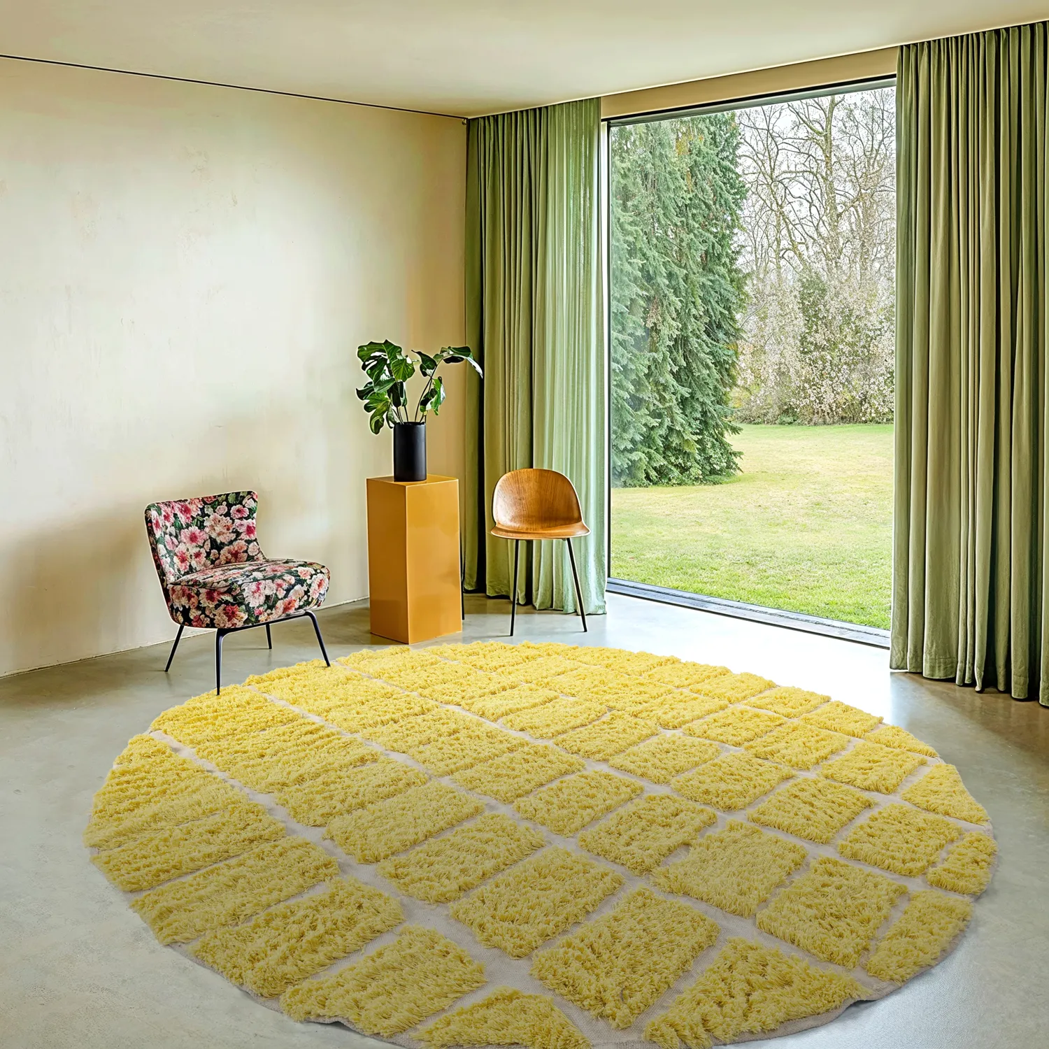 Tappeto rotondo - Zola Natural Cotton Shaggy (giallo)