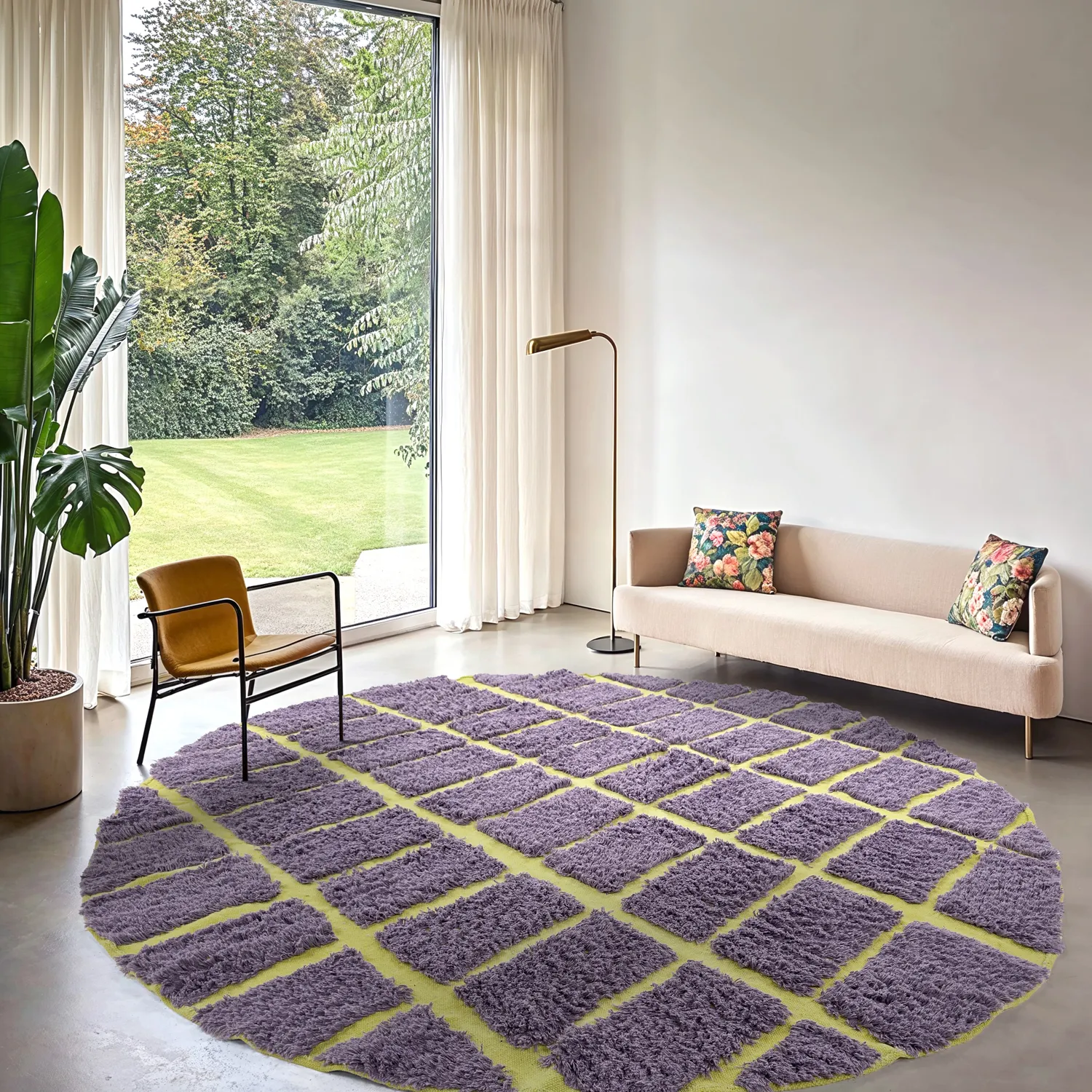 Tappeto rotondo - Zola Natural Cotton Shaggy (viola)