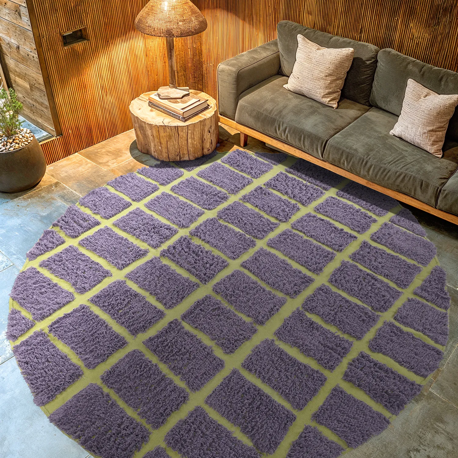 Tappeto rotondo - Zola Natural Cotton Shaggy (viola)