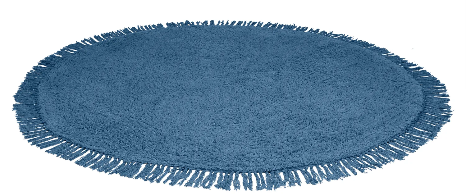 Tappeti rotondi - Alba Natural Cotton Shaggy (blu)