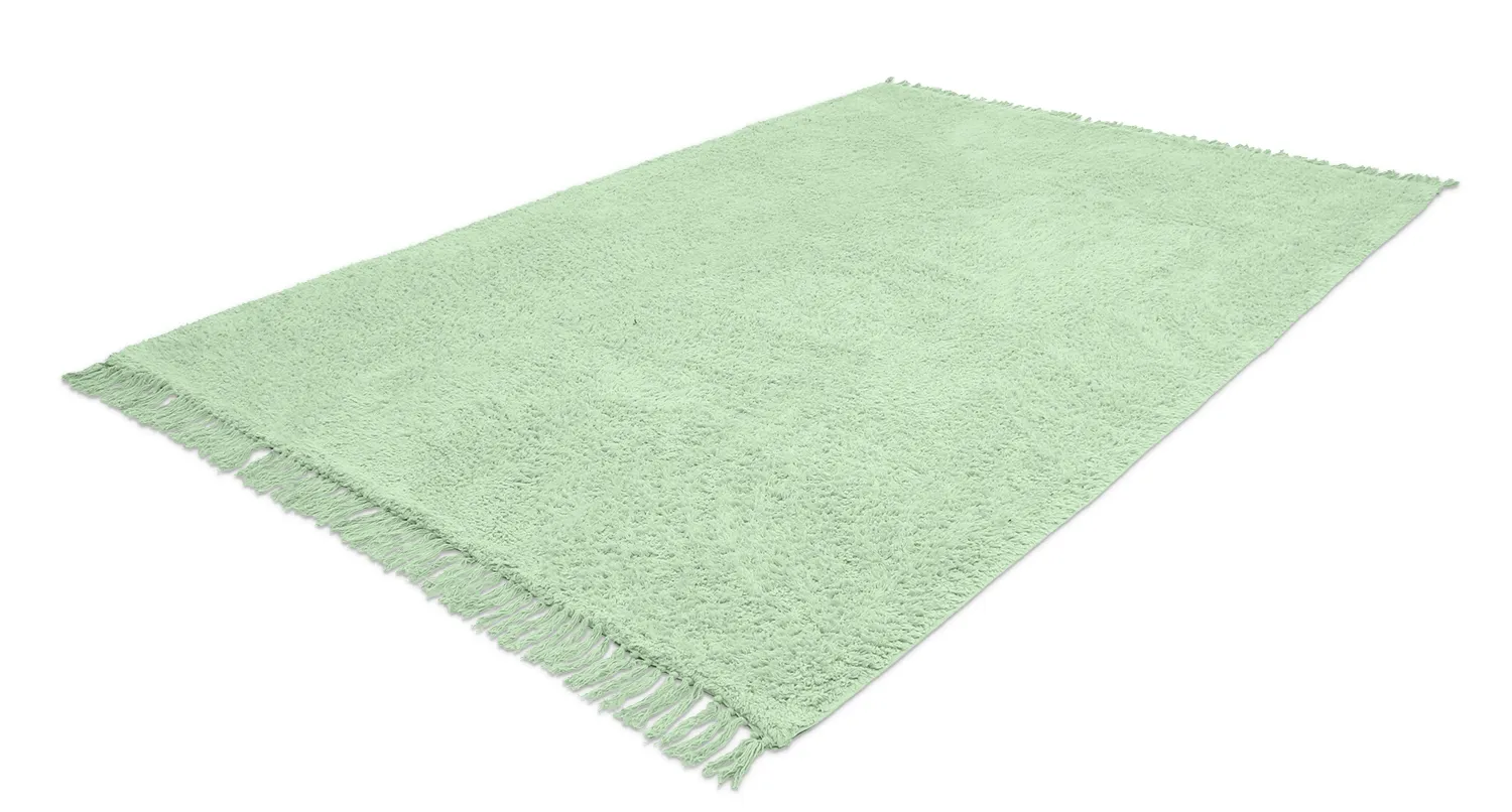 Tappeto A Pelo Lungo - Alba Natural Cotton Shaggy (verde chiaro)