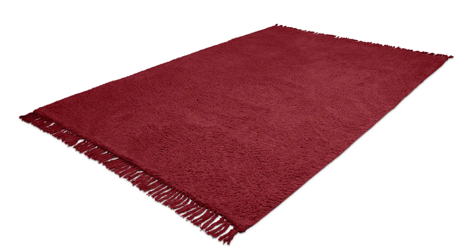 Tappeto A Pelo Lungo - Alba Natural Cotton Shaggy (borgogna)